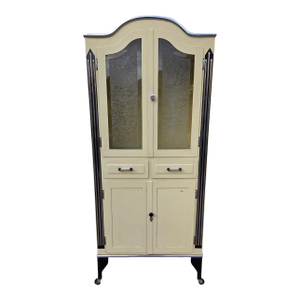 Antique Industrial Art Deco Doctors Dental Cabinet Curio Metal Hutch Apothecary