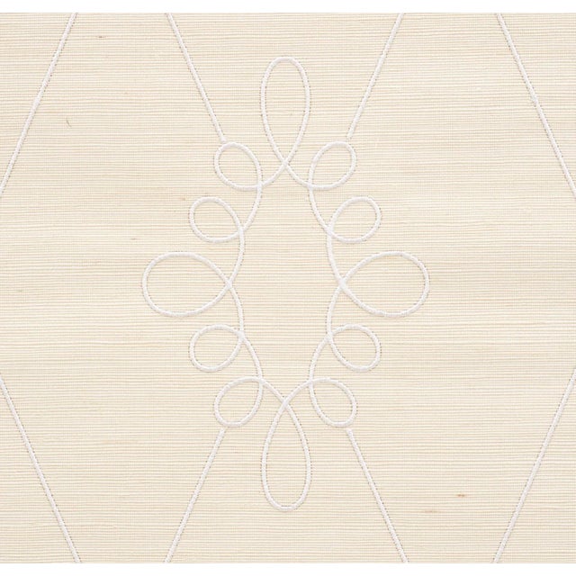 Contemporary Sample - Schumacher Sylvie Embroidered Sisal Wallpaper in Ivory For Sale - Image 3 of 4
