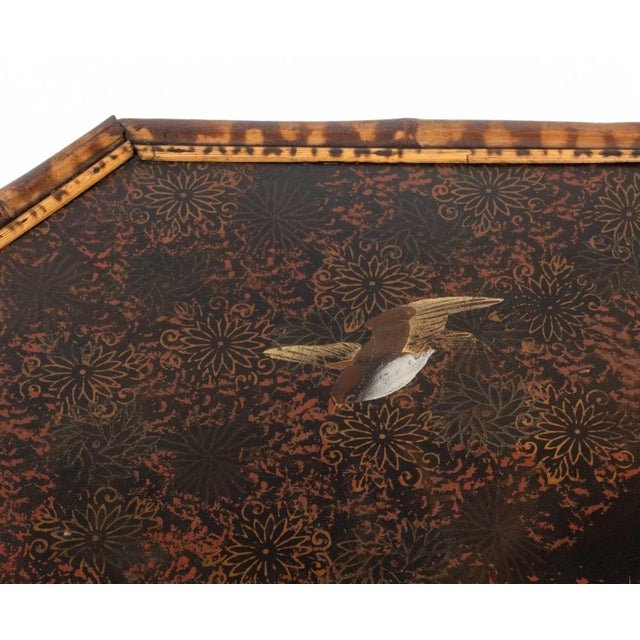 Late 20th Century Chinoiserie Lacquered Bamboo Two-Tier Side Table For Sale - Image 5 of 9