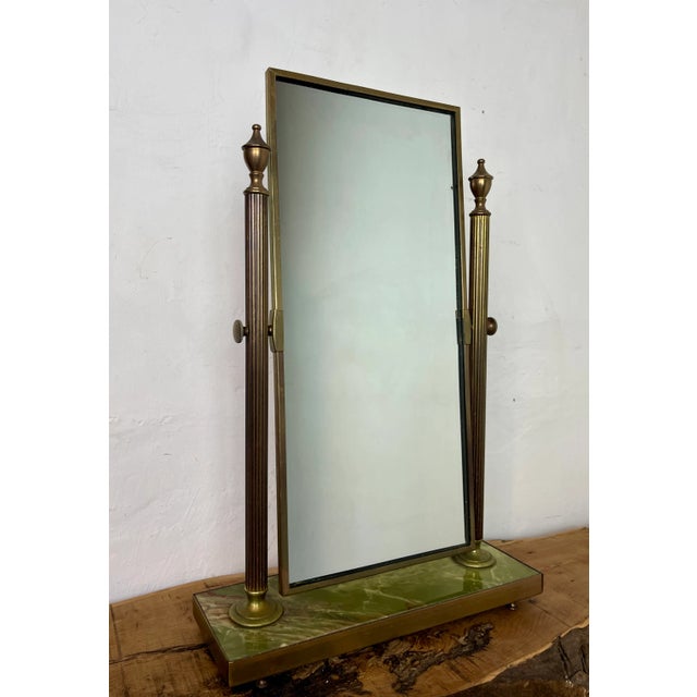 Mid-Century Art Deco Style Brass and Onyx Dressing Table Mirror, 1950s For Sale - Image 6 of 12