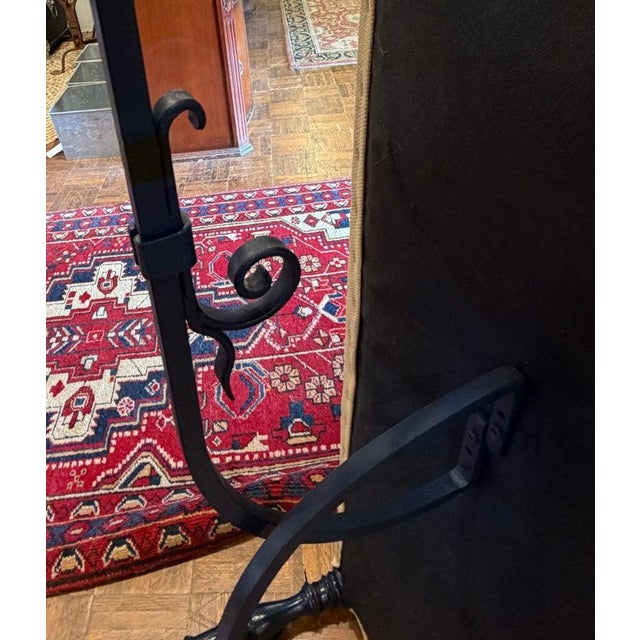 Early 20Thc Blue Painted Base & Linen Covered Seat For Sale In Los Angeles - Image 6 of 11