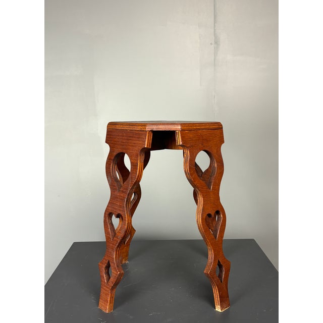 Mid-Century Modern French Artisanal Octagonal Hand Crafted Stool, 1950s For Sale - Image 4 of 12
