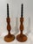 Folk Art Pair of Hand Turned Vintage Wooden Candle Stick Holders With Velvet Bottoms For Sale - Image 3 of 7