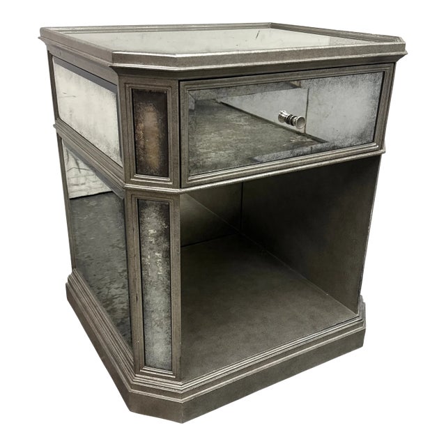 Restoration Hardware 1930's French Mirrored Open Nightstand For Sale