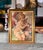 A Beautiful late 19th century, possibly french, oil on canvas cherub Putti painting with distressed surface in parcel gilt...