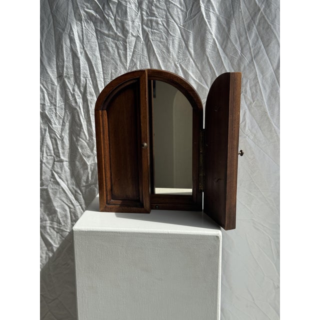 Wood Mini Mirror with Rounded Oak Top, 1980s For Sale - Image 7 of 12