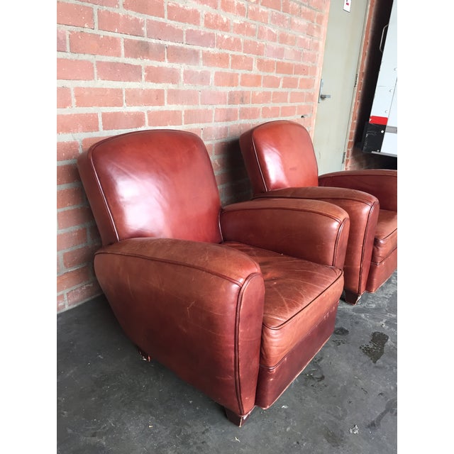 Saddle Brown Leather Club Chairs A Pair Chairish