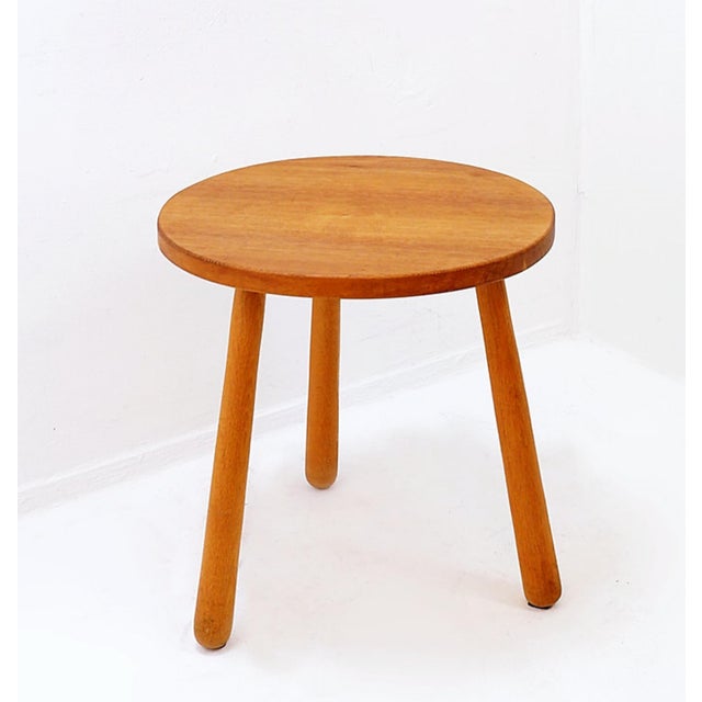 Vintage Wooden Tripod Side Table with Rounded Legs For Sale - Image 3 of 10