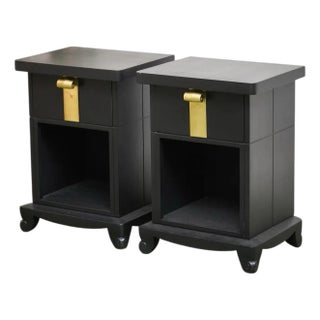 Black Vintage Pair of Nightstands For Sale