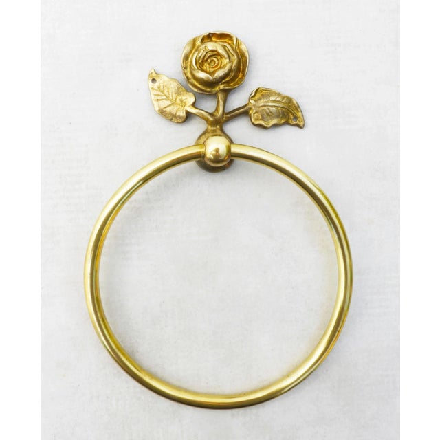 1950s French Rose Flower Bathroom Accessories in Bronze and Brass, 1950s, Set of 5 For Sale - Image 5 of 14