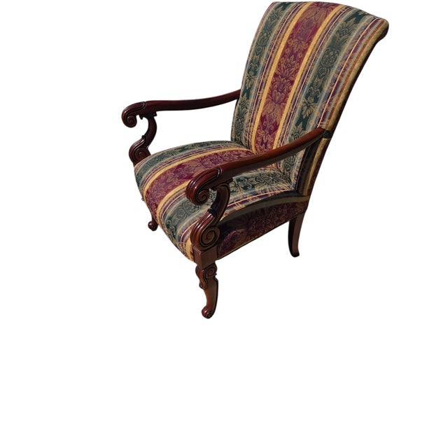 1990s Hickory Chair Co. Armchair Gainsborough Regency Bergere Lounge Louis XV Mahogany For Sale In Philadelphia - Image 6 of 15