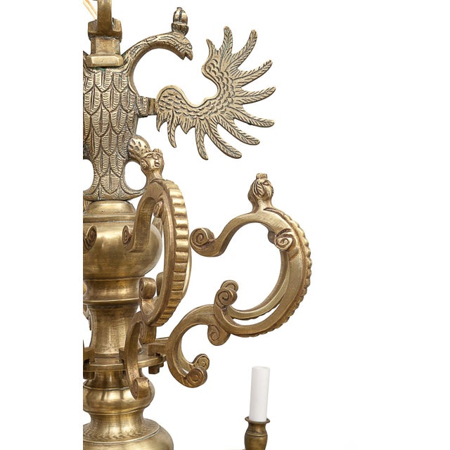 Metal Dutch Brass 8-Light Chandelier For Sale - Image 7 of 11