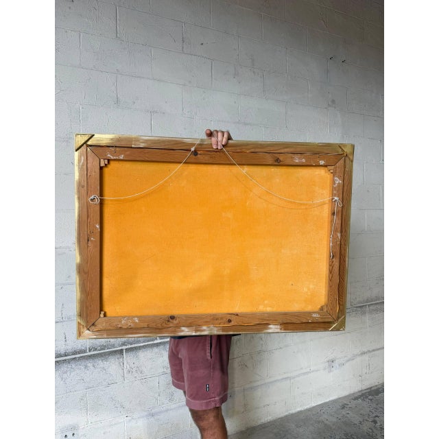 Yellow Van Ardi Framed Rural Landscape Painting on Canvas Vintage Mid-Century Modern 1970s For Sale - Image 8 of 8