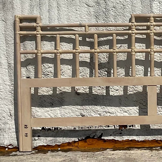 Mid 20th Century Mid 20th Century Vintage Coastal Rattan King Headboard For Sale - Image 5 of 7