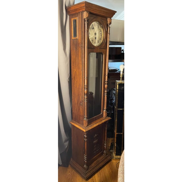 Early 1900s Gustav Becker Grandfather Clock With Quarter Strike Chimes