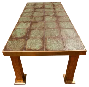 French Brass and Ceramic Dining Table, 1960s