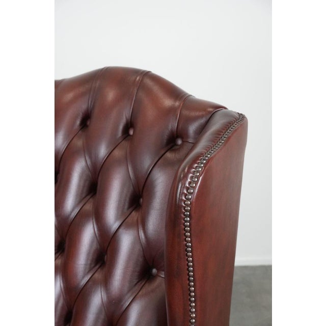 Chesterfield Wing Chair in Cowhide Leather For Sale - Image 11 of 13