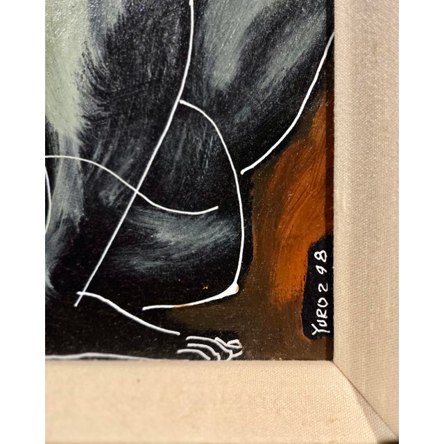 1990s Yuroz -Sweet Offering- Original 1998 Neo-Cubist Oil Painting For Sale - Image 5 of 9