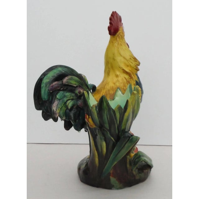 Traditional 19th Century Aesthetic Movement Delphin Massier Majolica Rooster Vase For Sale - Image 3 of 6