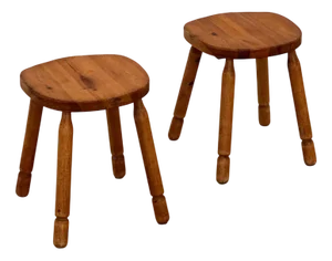 Danish Style Pine Stools, 1970s, Set of 2