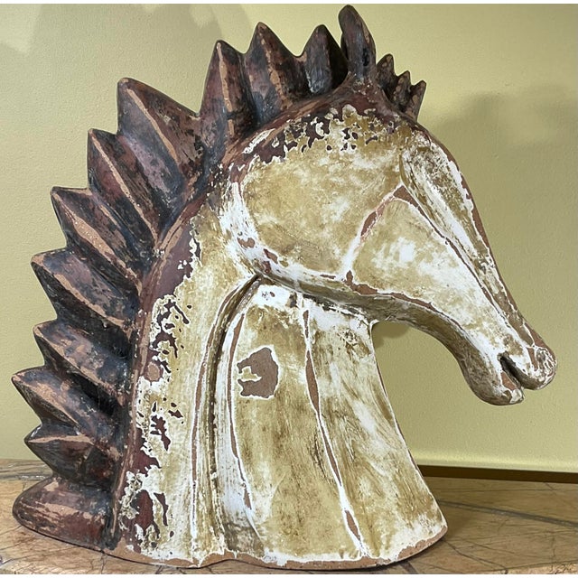 Mid -20th Century Terracotta Horse Head 19” W X 19”w X 8”d For Sale - Image 16 of 18