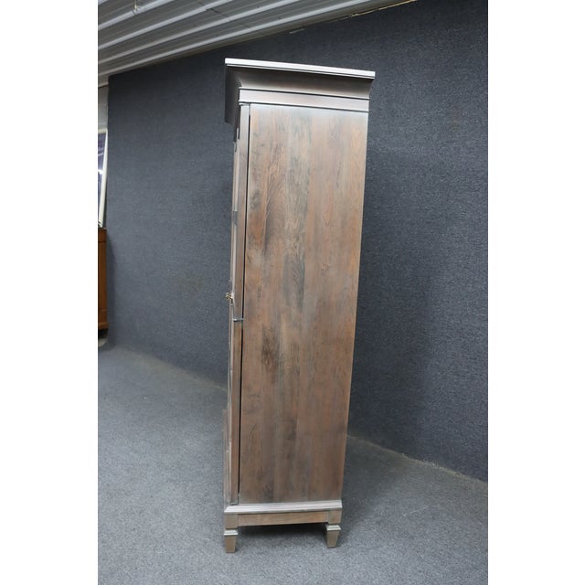 Harden Director Style Cherry Armoire With Smoked Mirror Glass Doors For Sale - Image 14 of 17