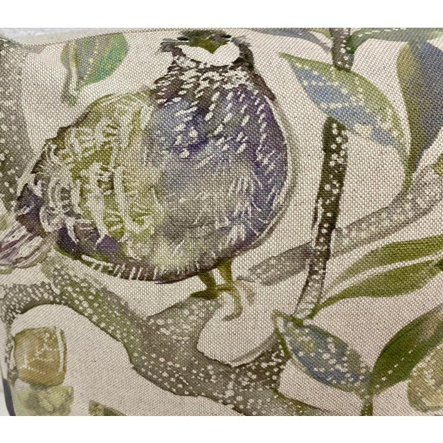 16" Square Pillow Decorated With Festive Partridges in Pear Trees - Made in U K For Sale - Image 4 of 10