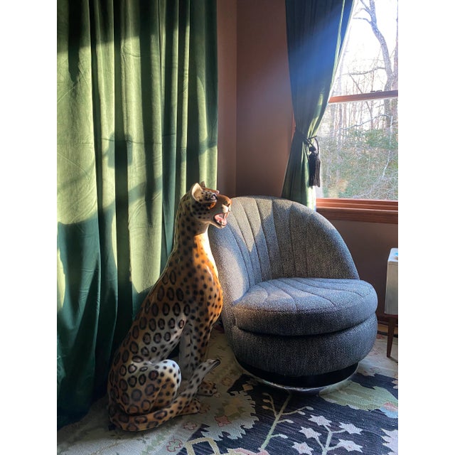 Finely airbrushed porcelain leopard from Capodimonte Italy. High relief porcelain mold, huge scale, and perfectly goofy face.