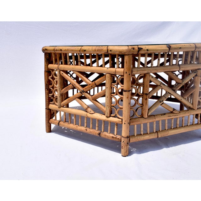 English English Tortoise Bamboo and Cane Hexagon Coffee Table For Sale - Image 3 of 9