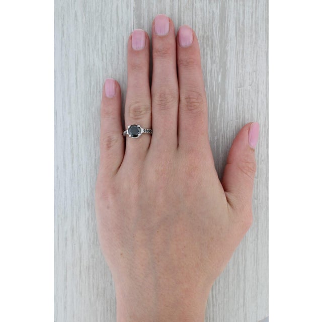 Black 2.70ctw Black Diamond Ring 14k White Gold Size 6 Engagement For Sale - Image 8 of 8