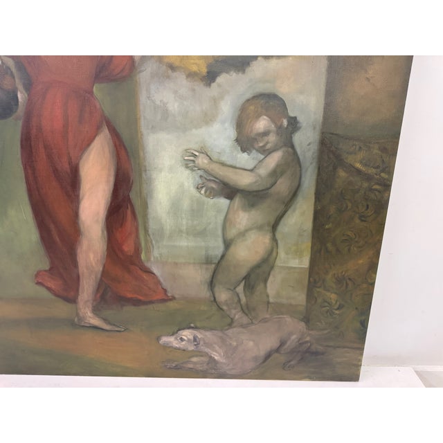 Contemporary Paul Storey, Three Figures with a Dog, 1980s, Oil on Canvas For Sale - Image 3 of 10