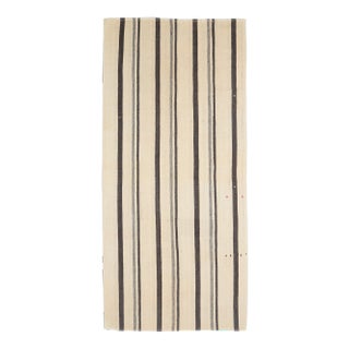 Vintage Turkish Hand-Knotted Wool Cotton Beige Kilim Area Rug For Sale