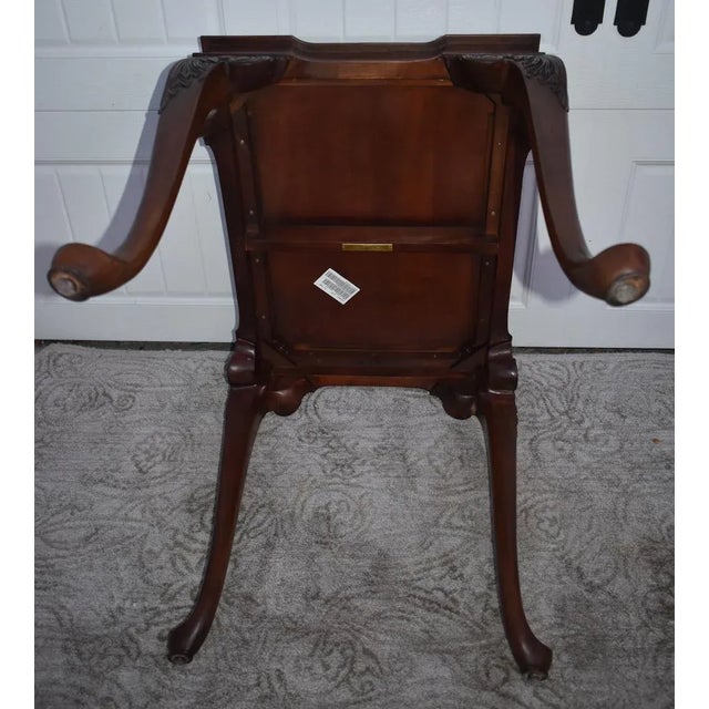 Ethan Allen Burl Mahogany Table Vintage Queen Anne Side Carved Claw Foot For Sale - Image 10 of 12