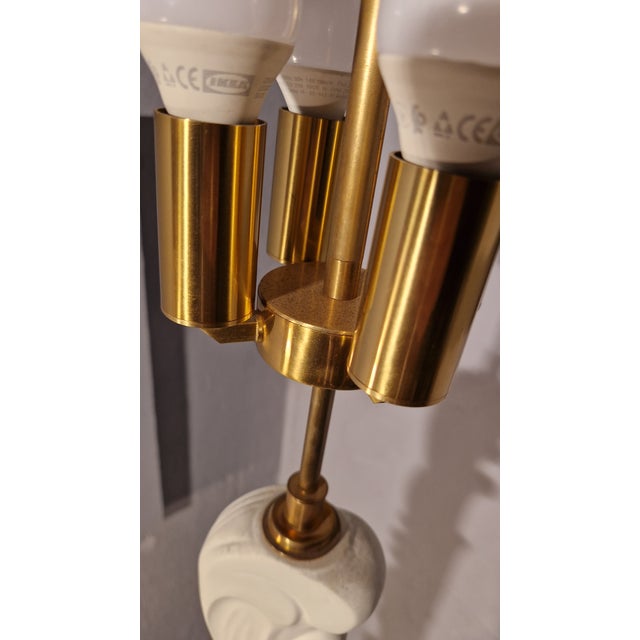 White Vintage Floor Lamp in White Lacquered Wood with Floral Decorations from Fontana Arte, 1940s For Sale - Image 8 of 15