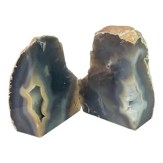 19th Century Vintage Geode Quartz Bookends - a Pair For Sale