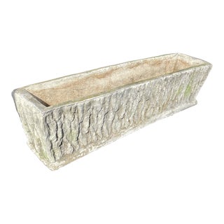 Garden Trough Planter Composition Stone Faux Bois Relief For Sale