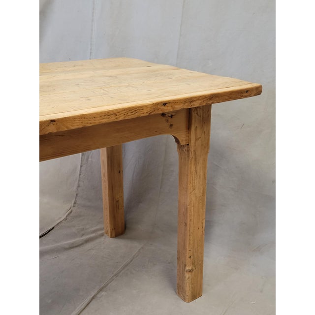 Antique Circa 1900 French Light / Bleached Pine Rustic Farmhouse Worktable Dining Table For Sale - Image 10 of 14