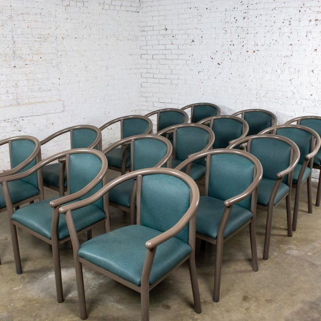 Late 20th Century Late 20th Century Modern Set of 15 MTS Dining or Waiting Room Chairs Gray Frames & Blue Vinyl For Sale - Image 5 of 18