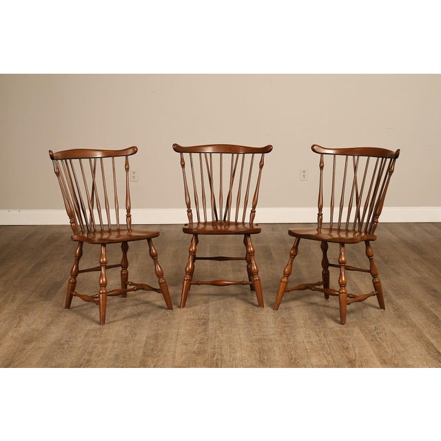 American Pennsylvania House Vintage Set of Three Cherry Windsor Chairs For Sale - Image 3 of 18