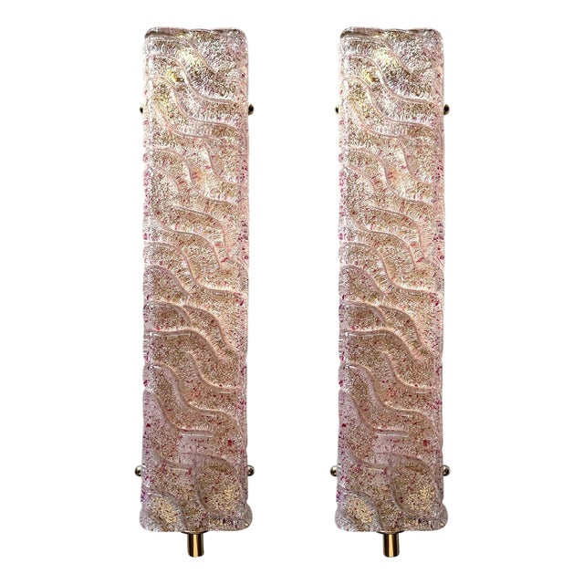 Gold Wall Sconces with Ametista Graniglia Murano Glass by Simoeng, Set of 2 For Sale