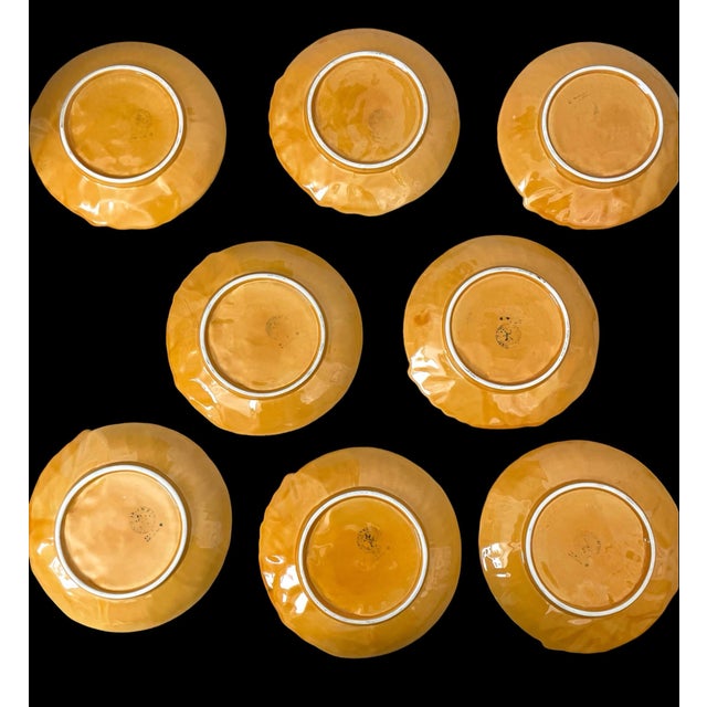 Rustic European VTG Set of 8 Bordallo Pinheiro 8”Sunflower Salad or Dessert Plates. Made in Portugal. For Sale - Image 3 of 5