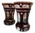 Antique Bohemian Amber Glass Goblets with Hand-Painted Floral Decoration, Set of 2 For Sale