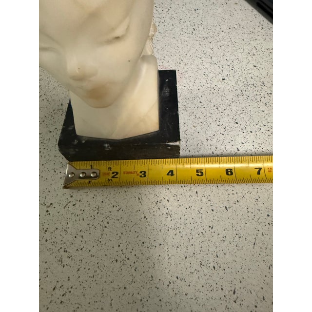 Stone Early 20th Century Italian Marble Bust of Girl Child Italian Art Deco Alabaster For Sale - Image 7 of 7
