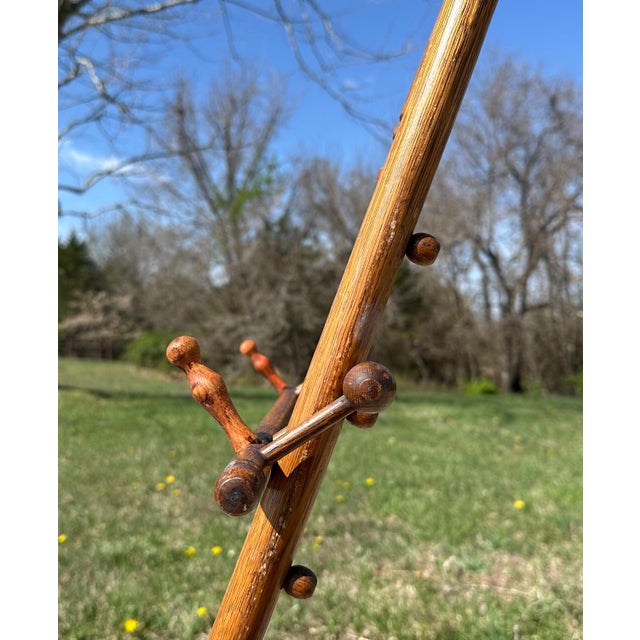 Brown Antique Oak Ball & Stick Easel: Victorian Eastlake Style For Sale - Image 8 of 10