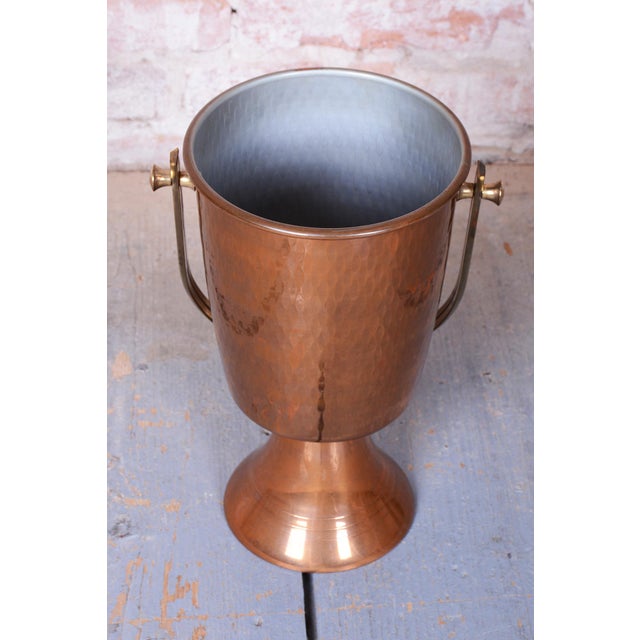 Art Deco Standing Champagne Cooler in Brass and Copper, France, 1920s For Sale - Image 3 of 13
