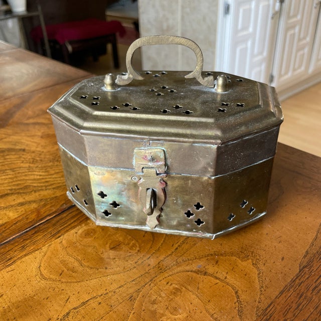 Pierced Brass Cricket Box. In excellent condition.