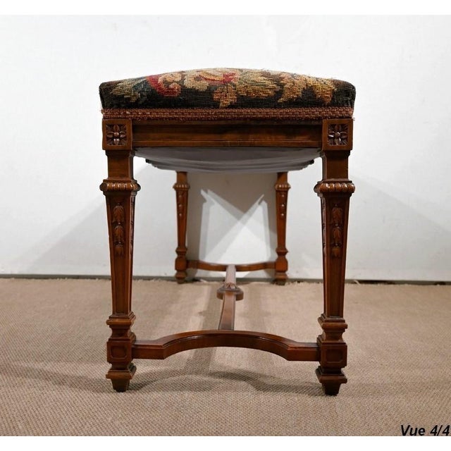 Long Rectangular Walnut Bench, 1910s For Sale - Image 18 of 18