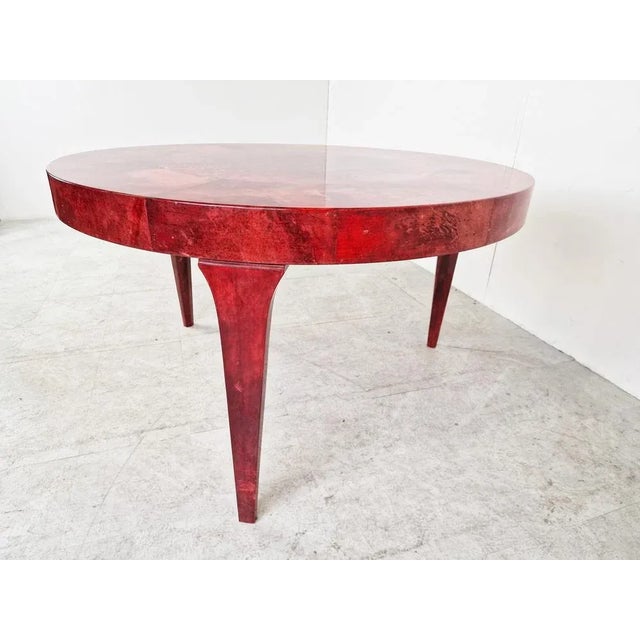 Italian Red Lacquered Parchment Dining Table attributed to Aldo Tura, 1960s For Sale - Image 8 of 13
