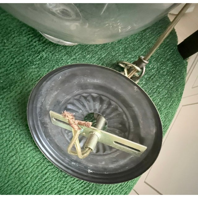 Brass Antique ﻿early 19th Century Hand Blown Glass Bell Jar Lantern With Original Brass Fittings For Sale - Image 8 of 9