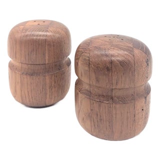 Mid 20th Century Teak Wood Salt and Pepper Shakers, a Pair For Sale